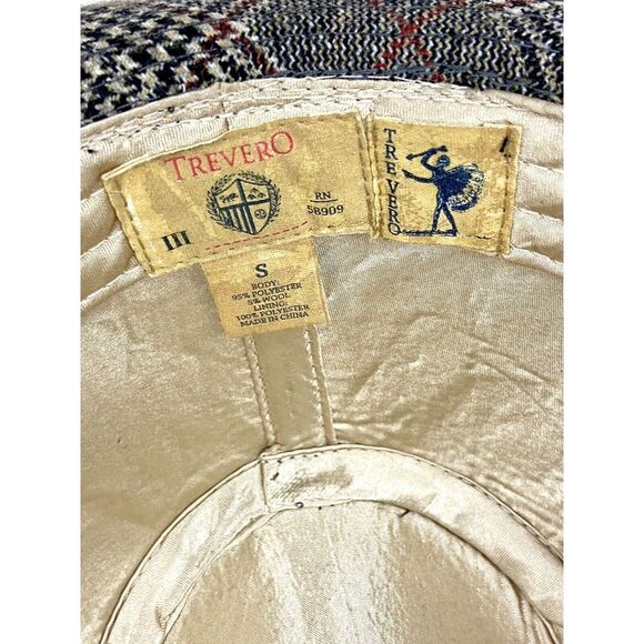 Men's Trevero Fedora Brown Tan Orange Glen Plaid Size Small - Picture 5 of 8